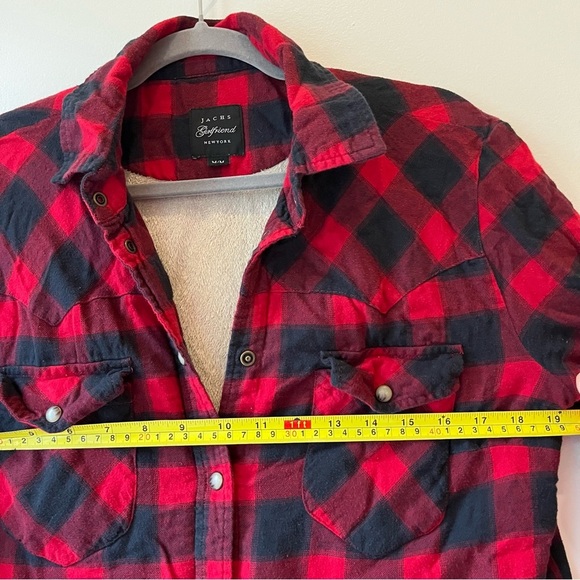 JACHS Girlfriend Buffalo Plaid Sherpa Flannel Jacket M Medium Cozy Cotton Lined - Picture 7 of 10